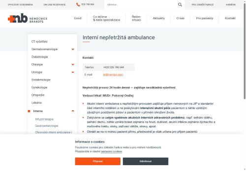 Zobrazit webové stránky Interní nepřetržitá ambulance Nemocnice Brandýs nad Labem