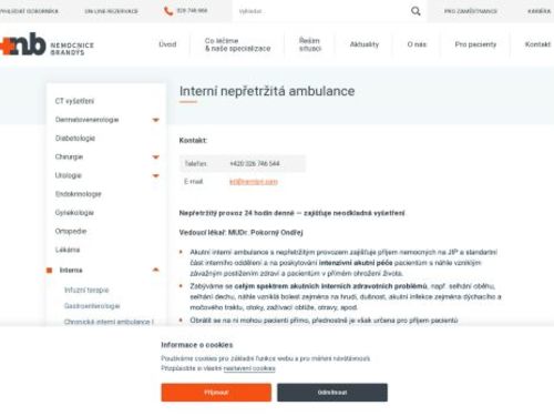 Interní nepřetržitá ambulance Nemocnice Brandýs nad Labem