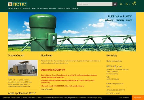 Webové stránky RETIC CZ, s.r.o., Benešov