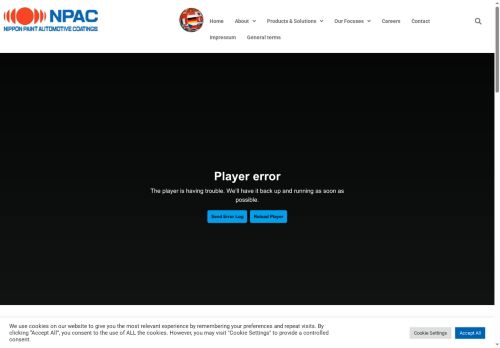 Webové stránky Nippon Paint Automotive Coatings (Czech) s.r.o., Ovčáry