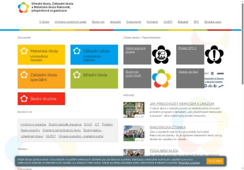 Webové stránky Střední škola, Základní škola a Mateřská škola Rakovník, příspěvková organizace, Rakovník