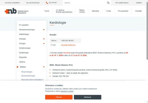 Zobrazit webové stránky Kardiologie Nemocnice Brandýs nad Labem
