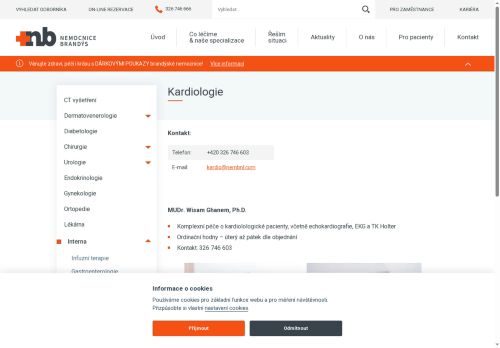 Zobrazit webové stránky Kardiologie Nemocnice Brandýs nad Labem