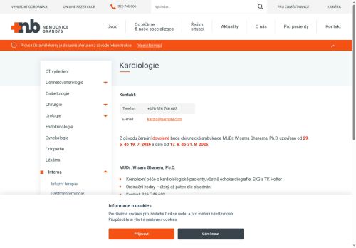 Zobrazit webové stránky Kardiologie Nemocnice Brandýs nad Labem