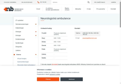 Zobrazit webové stránky Neurologická ambulance Nemocnice Brandýs nad Labem