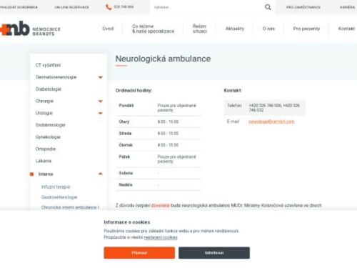 Neurologická ambulance Nemocnice Brandýs nad Labem