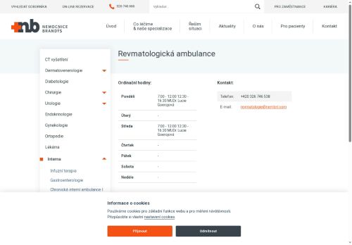 Zobrazit webové stránky Revmatologická ambulance Nemocnice Brandýs nad Labem