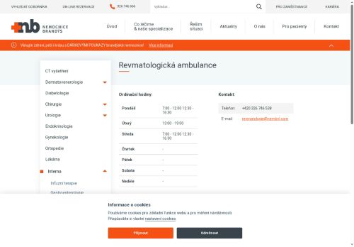 Zobrazit webové stránky Revmatologická ambulance Nemocnice Brandýs nad Labem