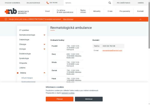 Zobrazit webové stránky Revmatologická ambulance Nemocnice Brandýs nad Labem