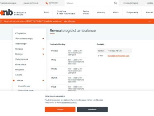 Revmatologická ambulance Nemocnice Brandýs nad Labem