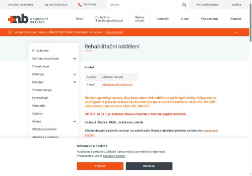 Zobrazit webové stránky Rehabilitační oddělení Nemocnice Brandýs nad Labem