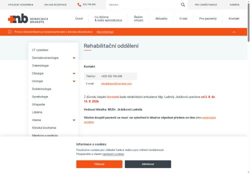 Zobrazit webové stránky Rehabilitační oddělení Nemocnice Brandýs nad Labem