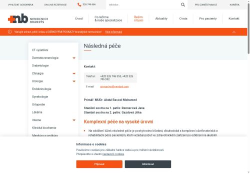 Zobrazit webové stránky Následná péče Nemocnice Brandýs nad Labem