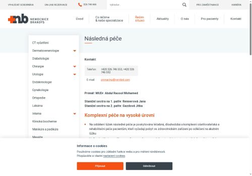 Zobrazit webové stránky Následná péče Nemocnice Brandýs nad Labem