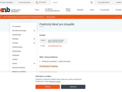 Praktický lékař pro dospělé - Nemocnice Brandýs nad Labem - MUDr. Martina Urbanová