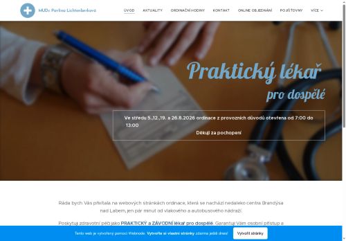 Zobrazit webové stránky Praktický lékař pro dospělé - MUDr. Pavlína Lichtenberková