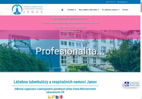 Webové stránky Léčebna tuberkulózy a respiračních nemocí Janov, Mirošov