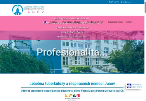 Léčebna tuberkulózy a respiračních nemocí Janov nabízí práci na pozici Ošetřovatel (m/ž) v obci Mirošov