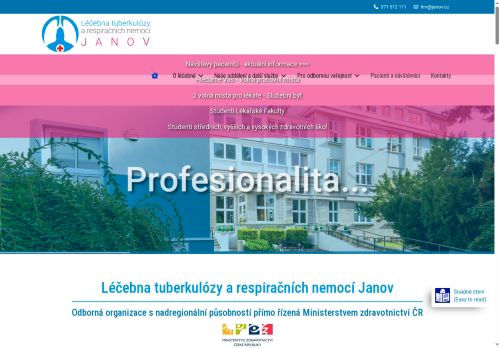Webové stránky Léčebna tuberkulózy a respiračních nemocí Janov, Mirošov