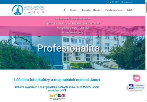 Léčebna tuberkulózy a respiračních nemocí Janov nabízí práci na pozici Instalatér - topenář (m/ž) v obci Mirošov