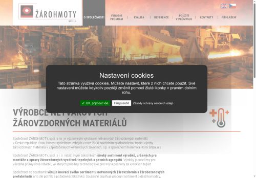 Webové stránky ŽÁROHMOTY, spol. s r.o., Třemošná