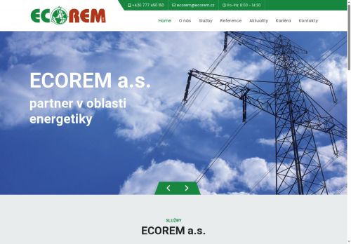 Webové stránky ECOREM a.s., Jemnice