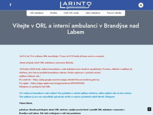 ORL ambulance - Larint - MUDr. Karolína Havlíčková Dostálová