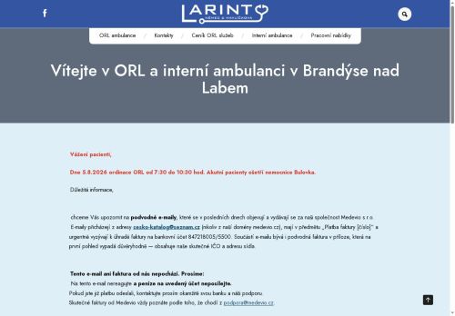 Zobrazit webové stránky ORL ambulance - Larint - MUDr. Karolína Havlíčková Dostálová