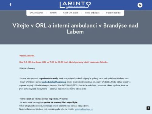 ORL ambulance - Larint - MUDr. Karolína Havlíčková Dostálová