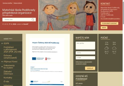 Mateřská škola Poděbrady, příspěvková organizace nabízí práci na pozici KUCHAŘ/KA v obci Poděbrady