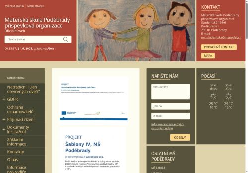 Webové stránky Mateřská škola Poděbrady, okres Nymburk, Poděbrady