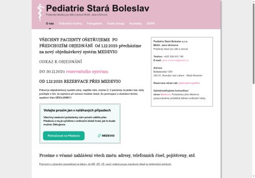 Zobrazit webové stránky Pediatrie Stará Boleslav - MUDr. Jana Uhrinová