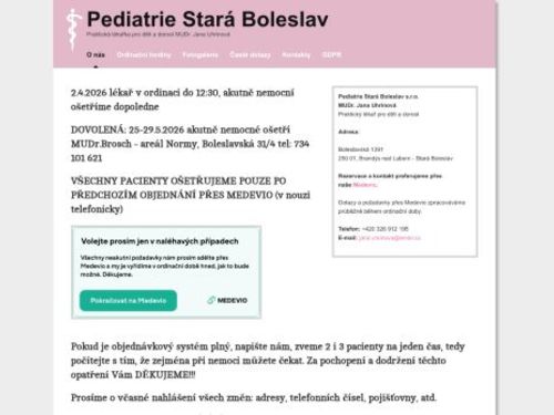 Pediatrie Stará Boleslav - MUDr. Jana Uhrinová
