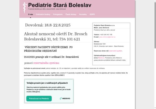 Zobrazit webové stránky Pediatrie Stará Boleslav - MUDr. Jana Uhrinová