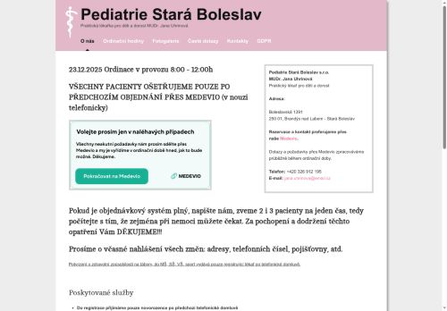 Zobrazit webové stránky Pediatrie Stará Boleslav - MUDr. Jana Uhrinová
