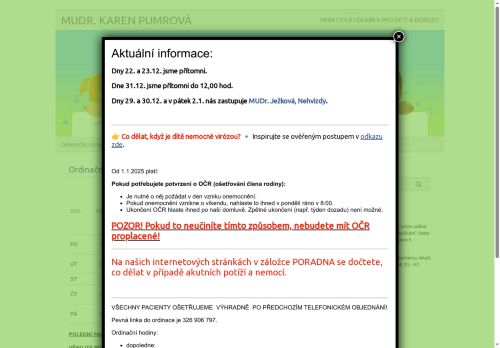 Zobrazit webové stránky Praktický lékař pro děti a dorost - MUDr. Karen Pumrová