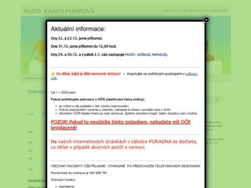 Praktický lékař pro děti a dorost - MUDr. Karen Pumrová