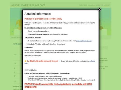 Praktický lékař pro děti a dorost - MUDr. Karen Pumrová