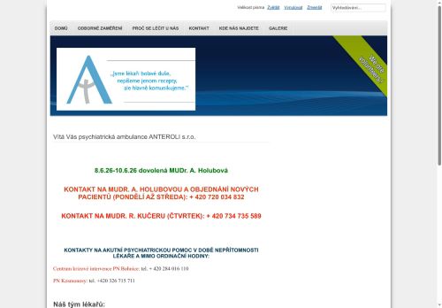 Zobrazit webové stránky Psychiatrická ambulance ANTEROLI s.r.o.