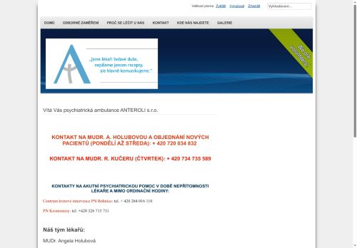 Zobrazit webové stránky Psychiatrická ambulance ANTEROLI s.r.o.