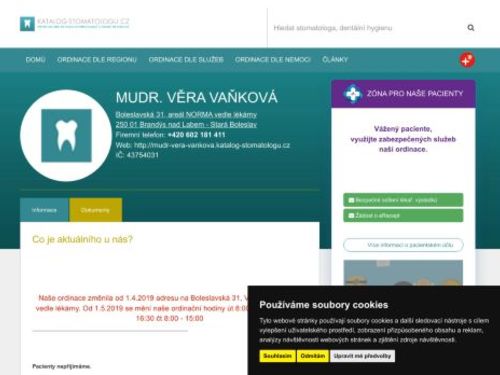 Zubní ordinace - MUDr. Věra Vaňková