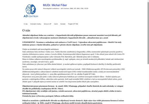 Zobrazit webové stránky Neurologická ambulance - AD centrum - MUDr. Michal Fišer