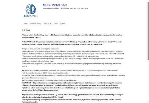 Zobrazit webové stránky Neurologická ambulance - AD centrum - MUDr. Michal Fišer