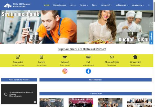 Střední odborná škola a Střední odborné učiliště řemesel, Kutná Hora, Čáslavská 202 nabízí práci na pozici Kuchař/kuchařka v obci Kutná Hora