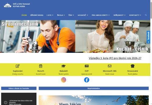 Střední odborná škola a Střední odborné učiliště řemesel, Kutná Hora, Čáslavská 202 nabízí práci na pozici Kuchař/kuchařka v obci Kutná Hora