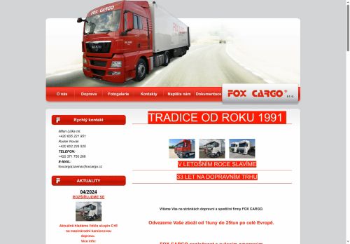 FOX CARGO, společnost s ručením omezeným nabízí práci na pozici Řidič/ka MKD v obci Mýto