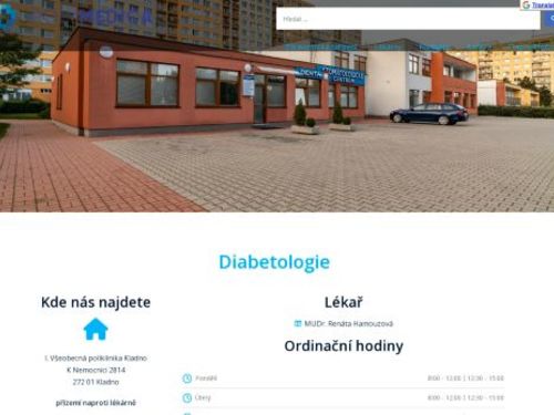 Diabetologie - I. Všeobecná poliklinika Kladno - MUDr. Renáta Hamouzová