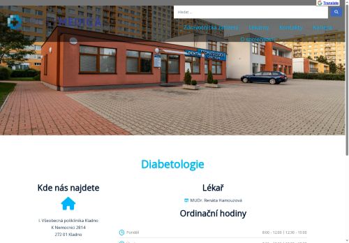Zobrazit webové stránky Diabetologie - I. Všeobecná poliklinika Kladno - MUDr. Renáta Hamouzová