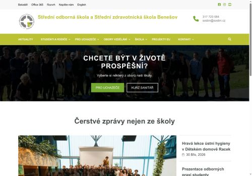 Střední odborná škola a Střední zdravotnická škola Benešov, příspěvková organizace nabízí práci na pozici Učitel/ka matematiky, fyziky, chemie   M/Ž v obci Benešov