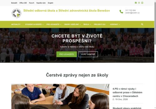 Střední odborná škola a Střední zdravotnická škola Benešov, příspěvková organizace nabízí práci na pozici Učitel/ka matematiky, fyziky, chemie   M/Ž v obci Benešov
